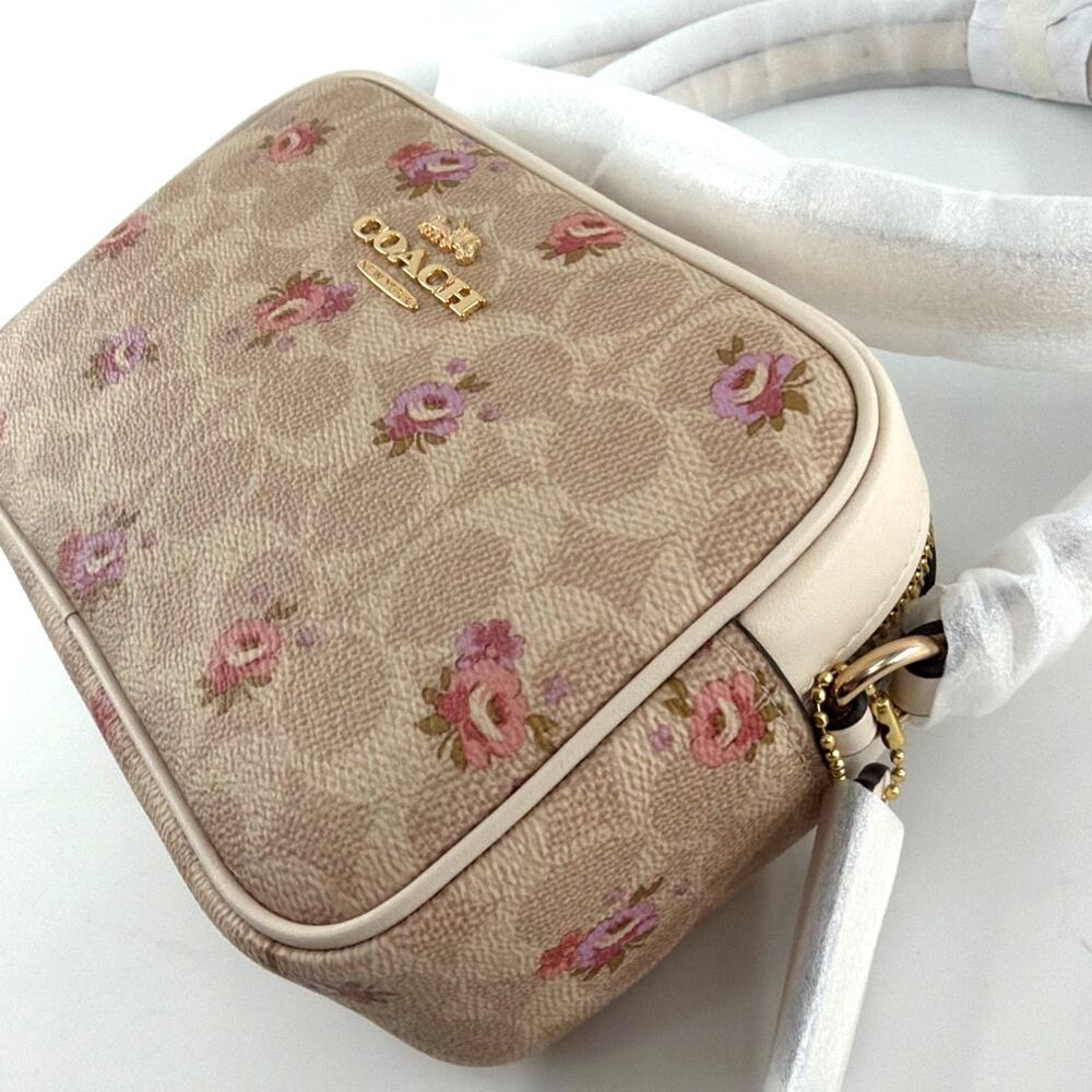 Coach Gold Sand Multi Floral Print In Signature Canvas Mini Jamie Camera Bag - Picture 5 of 12